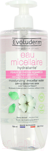 Изображение товара Мицеллярная вода Evoluderm Micellar Water Cotton Extract Экстракт хлопка (750мл)