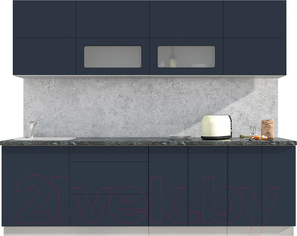 Изображение товара Кухонный гарнитур Интерлиния Мила Матте 2.6 А (индиго/индиго глянец/кастилло темный)