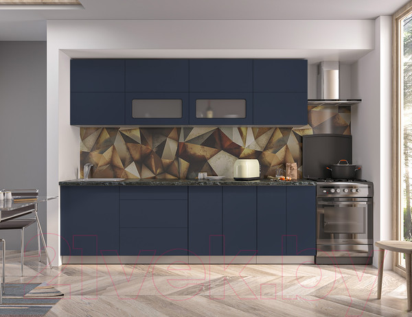 Изображение товара Кухонный гарнитур Интерлиния Мила Матте 2.6 А (индиго/индиго глянец/кастилло темный)