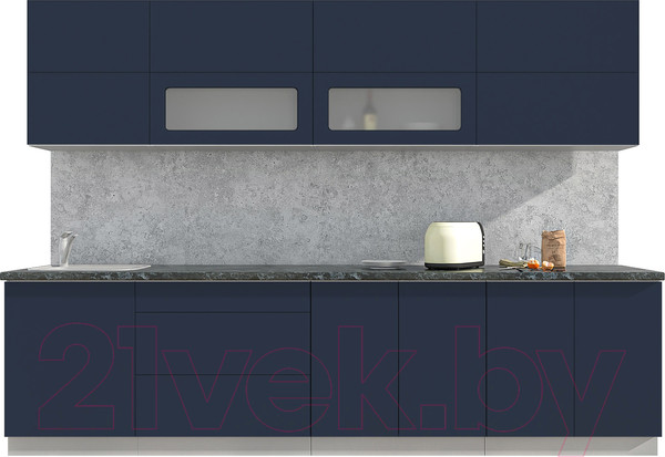 Изображение товара Кухонный гарнитур Интерлиния Мила Матте 3.0 А (индиго/индиго глянец/кастилло темный)