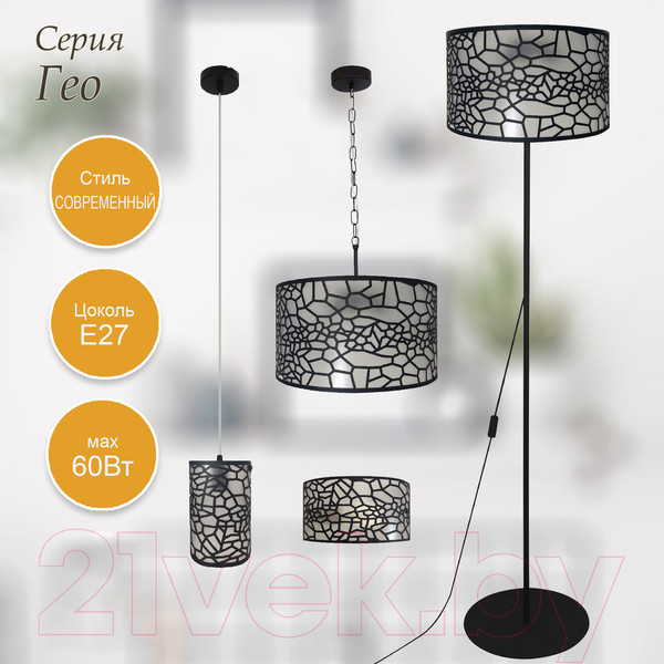 Изображение товара Торшер Элетех Гео ННБ 63-60-021 / 1005405269 (черный муар)