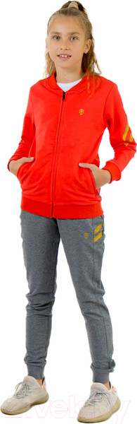 Изображение товара Спортивный костюм детский Isee DF55867 (р-р 30/122-128, персиковый/серый)