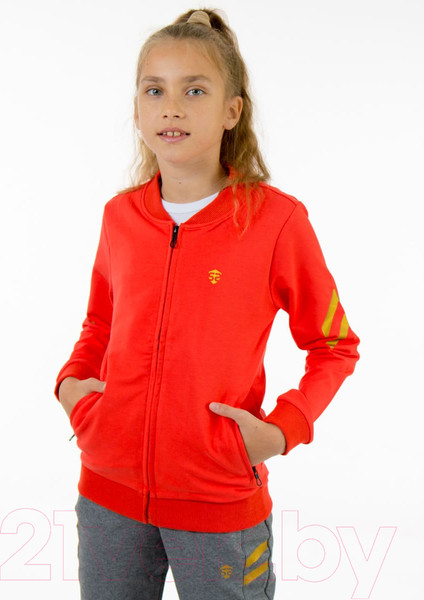 Изображение товара Спортивный костюм детский Isee DF55867 (р-р 32/128-134, персиковый/серый)