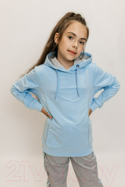 Изображение товара Спортивный костюм детский Isee DF55869 (р-р 36/146-152, голубой/серый)