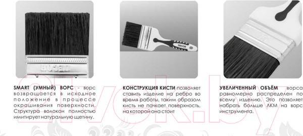 Изображение товара Кисть малярная Decor Black White для грунта / 840-100 (100x15мм)