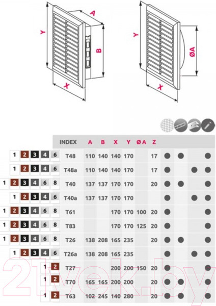 Изображение товара Решетка вентиляционная Awenta Classic T63GR (графитовый)