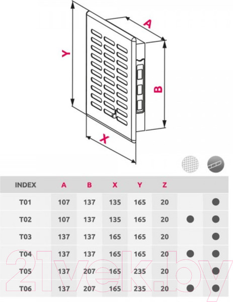 Изображение товара Решетка вентиляционная Awenta Eko T05 (белый)