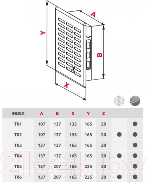 Изображение товара Решетка вентиляционная Awenta Eko T04 (белый)