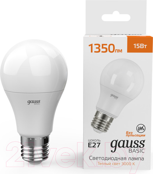 Изображение товара Лампа Gauss Basic E27 15W 3000K / 10202152