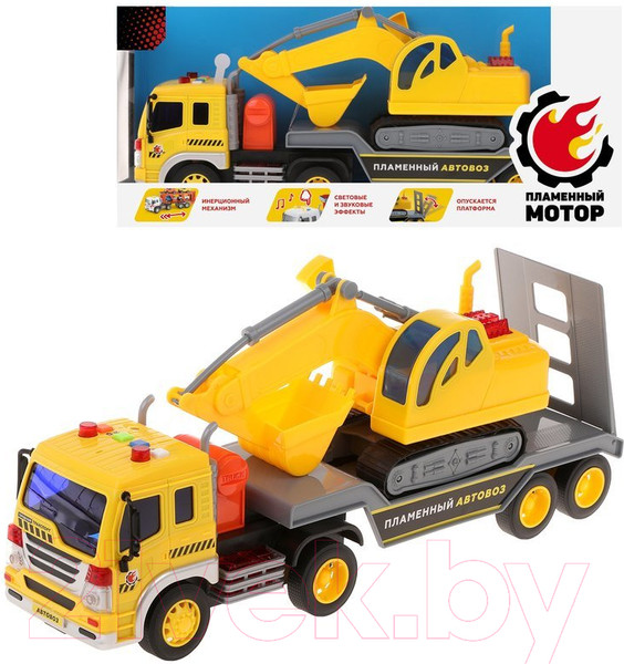 Изображение товара Автовоз игрушечный Пламенный мотор С экскаватором / 870891