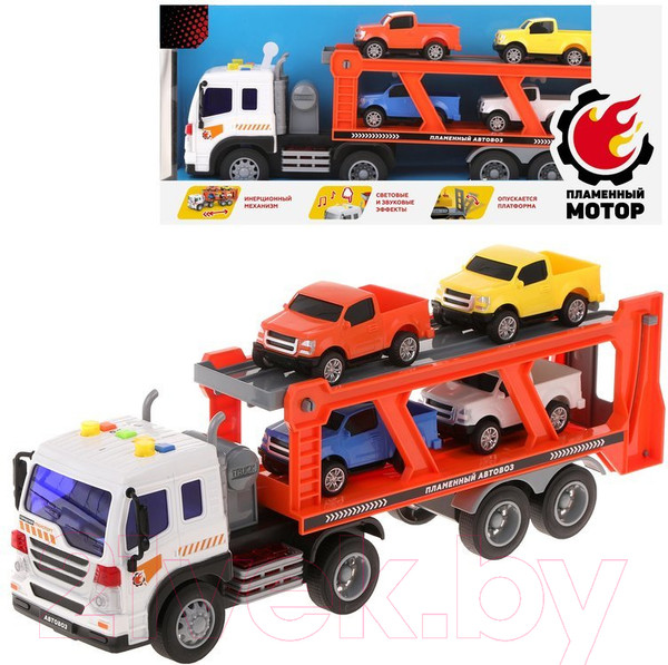 Изображение товара Автовоз игрушечный Пламенный мотор С машинами / 870892 