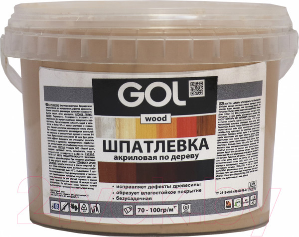 Изображение товара Шпатлевка готовая GOL Wood Мастер по дереву акриловая (650г, бук)