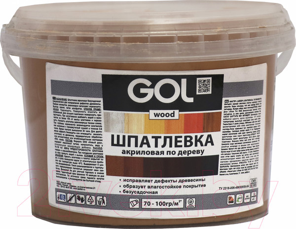 Изображение товара Шпатлевка готовая GOL Wood Мастер по дереву акриловая (650г, красное дерево)