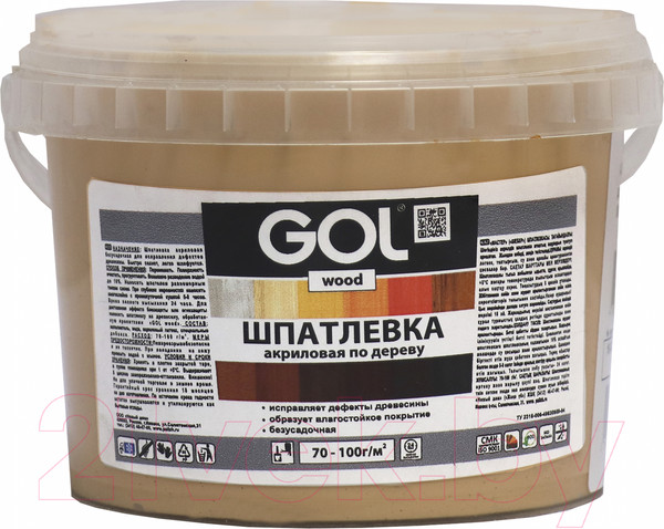 Изображение товара Шпатлевка готовая GOL Wood Мастер по дереву акриловая (650г, лиственница)