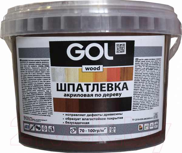 Изображение товара Шпатлевка готовая GOL Wood Мастер по дереву акриловая (620г, палисандр)