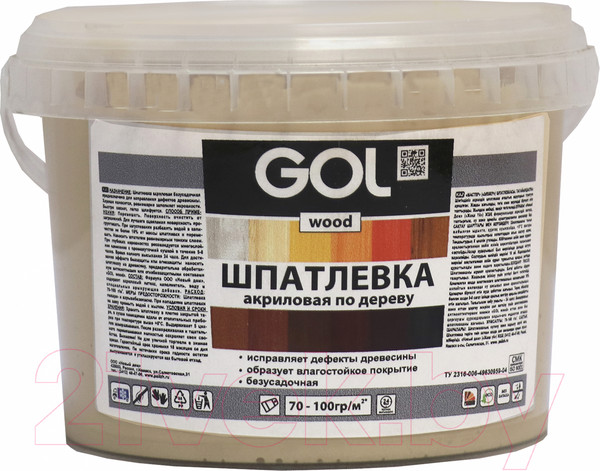 Изображение товара Шпатлевка готовая GOL Wood Мастер по дереву акриловая (650г, светлая сосна)