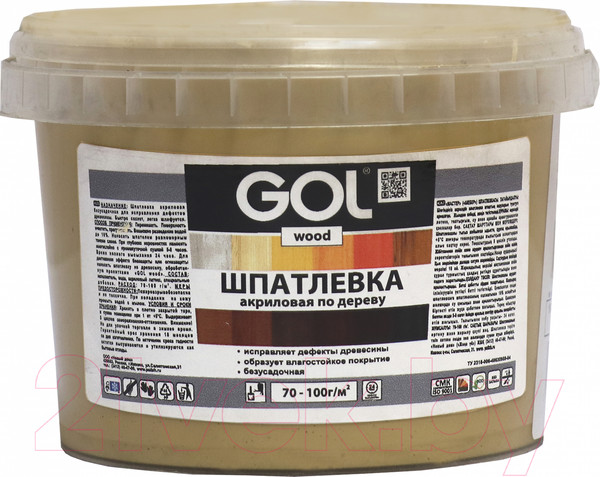 Изображение товара Шпатлевка готовая GOL Wood Мастер по дереву акриловая (650г, светлый дуб)