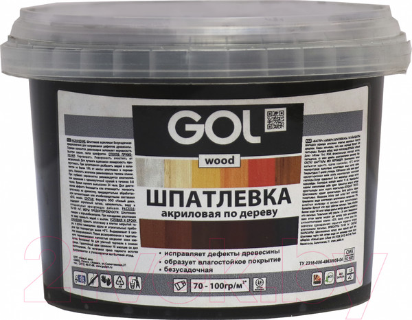 Изображение товара Шпатлевка готовая GOL Wood Мастер по дереву акриловая (620г, черное дерево)