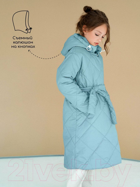 Изображение товара Пальто детское Amarobaby Pretty / AB-OD23-PRETTY29/19-140 (голубой, р.140-146)