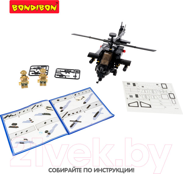 Изображение товара Конструктор Bondibon Военный десант вертолет / ВВ6132 (230эл)
