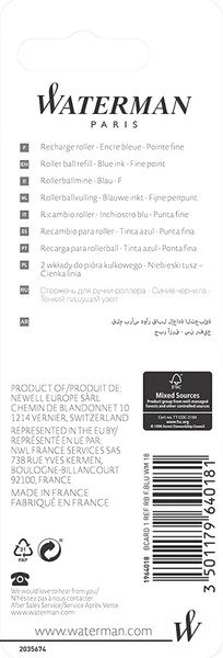 Изображение товара Стержень роллер Waterman 1964018 (синий)