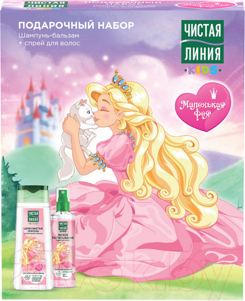 Изображение товара Набор косметики детской Чистая Линия Шелковистые локоны 2023 Шампунь-бальзам 240мл+Спрей 160мл