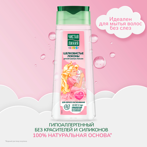 Изображение товара Набор косметики детской Чистая Линия Шелковистые локоны 2023 Шампунь-бальзам 240мл+Спрей 160мл