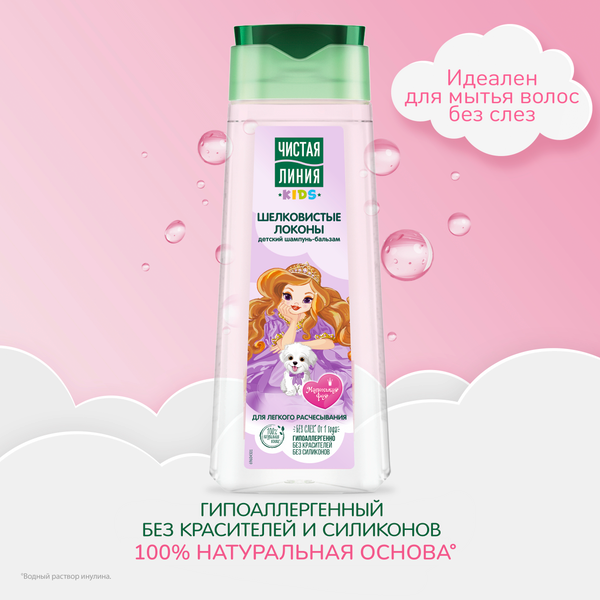 Изображение товара Набор косметики детской Чистая Линия Шелковистые локоны 2023 Шампунь-бальзам 240мл+Спрей 160мл