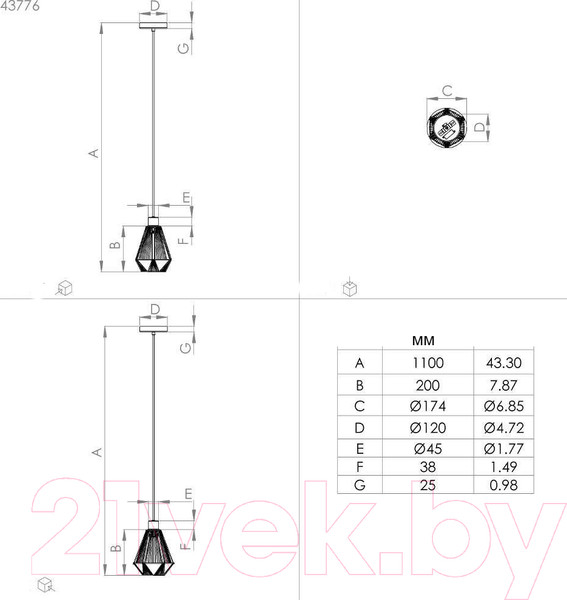 Изображение товара Потолочный светильник Eglo Adwickle 43776
