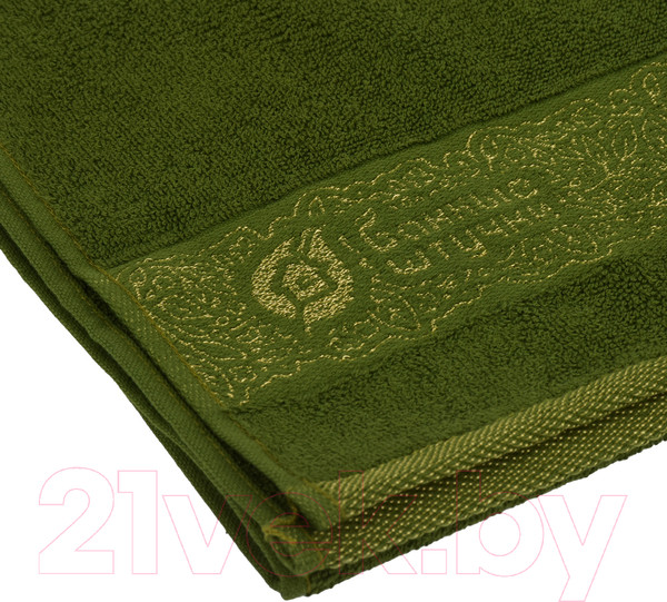 Изображение товара Полотенце Банные Штучки 33169 (хаки, с золотой вышивкой)