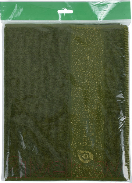 Изображение товара Полотенце Банные Штучки 33169 (хаки, с золотой вышивкой)