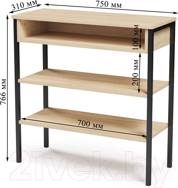Изображение товара Стеллаж Mio Tesoro Mila Loft (дуб сонома/черный)