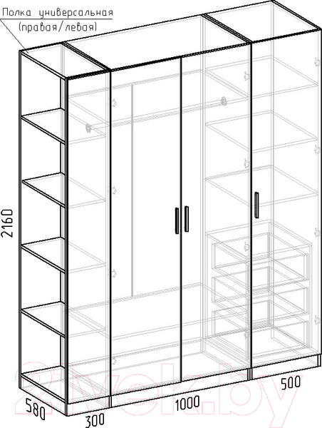 Изображение товара Шкаф Интермебель Марсель-24 / МР 01-24-MN (графит софт)