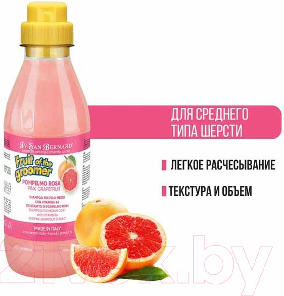 Изображение товара Шампунь для животных Iv San Bernard Fruit Of The Groomer Pink Grapefruit для средней длины (500мл)