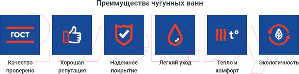 Изображение товара Ванна чугунная Универсал Сибирячка-У 170x75 (без ножек, с отверстием под ручки)
