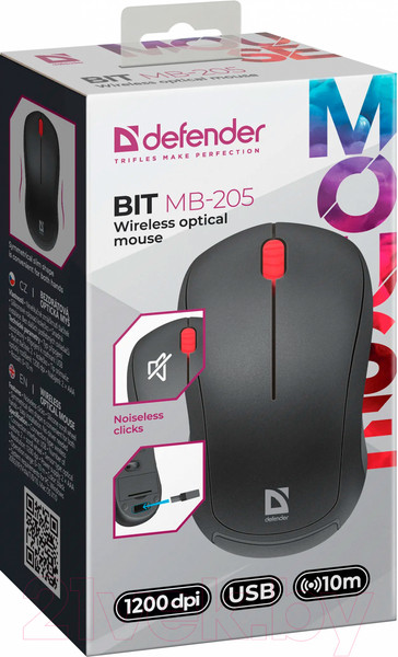Изображение товара Мышь Defender BIT MB-205 / 52205 (черный)