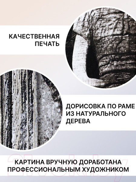 Изображение товара Картина Декарт Слон в черно-белых тонах 8Л3699  (в раме)
