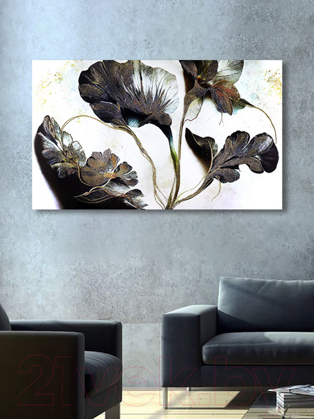 Изображение товара Картина Декарт Черно-белая цветочная композиция 8Л3771  (в раме)