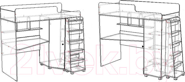 Изображение товара Кровать-чердак Премиум Твист 2 (белый)