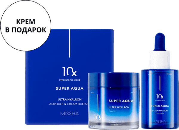 Изображение товара Набор косметики для лица Missha Super Aqua Ultra Hyalron Duo Set Сыворотка 47мл+Крем 70мл