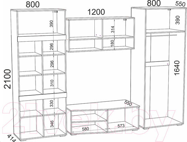 Изображение товара Стенка Премиум Скай ТВА (дуб сонома/белый)