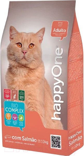 Изображение товара Сухой корм для кошек HappyOne Cat Salmon с эффектом вывода шерсти (10кг)