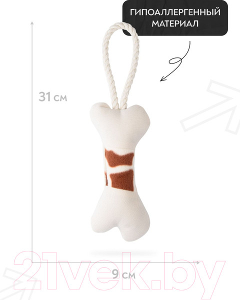 Изображение товара Игрушка для собак Mr. Kranch Косточка с канатом / MKR80247 (бежево-пятнистый)