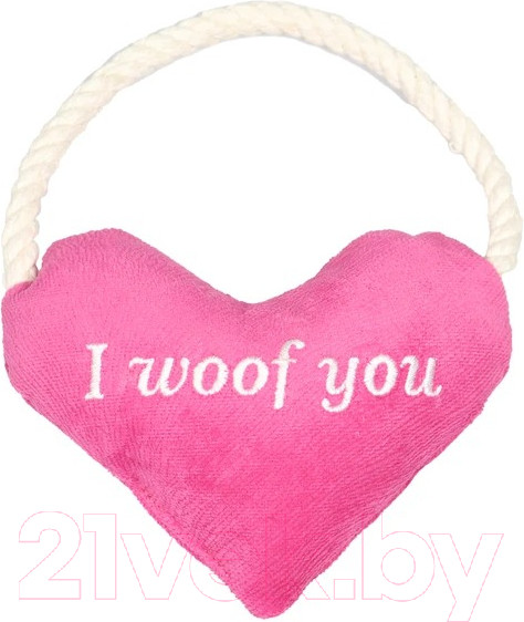 Изображение товара Игрушка для собак Mr. Kranch Сердечко с канатом и пищалкой / MKR80267 (розовый)