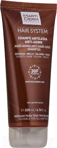 Изображение товара Шампунь для волос Martiderm Hair System Анти-эйдж против выпадения волос (200мл)