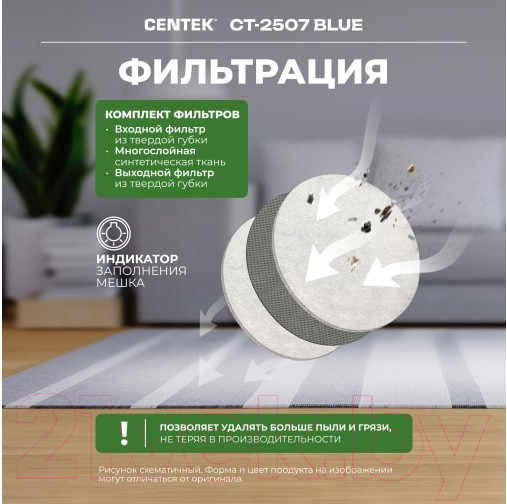 Изображение товара Пылесос Centek CT-2507 (синий)