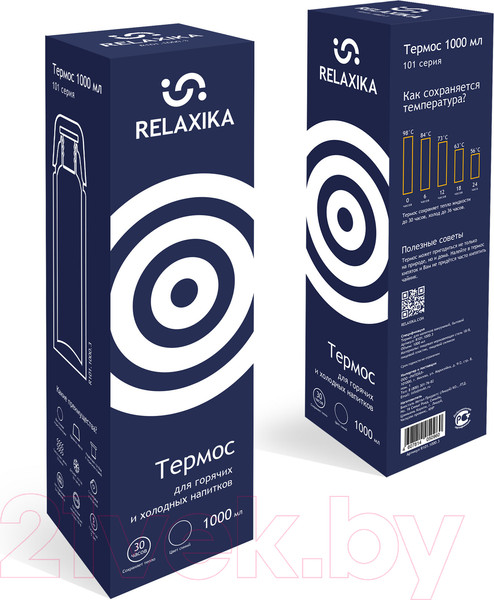 Изображение товара Термос для напитков Relaxika 101 (1000мл, темно-синий)