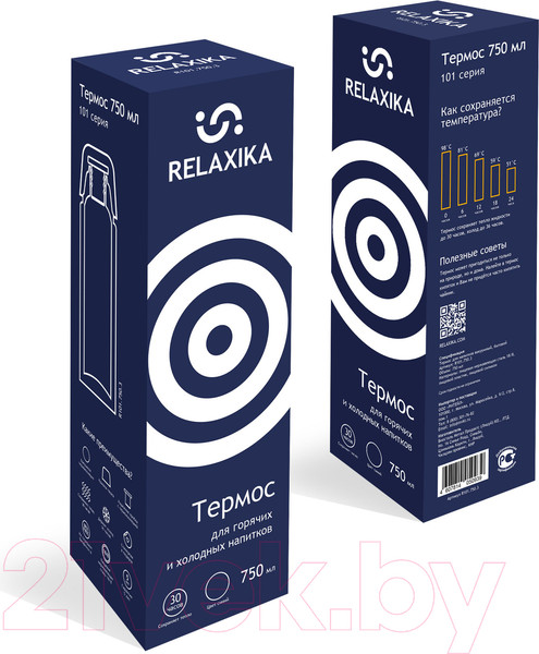 Изображение товара Термос для напитков Relaxika 101 (750мл, темно-синий)
