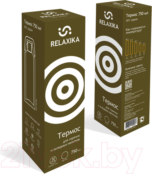 Изображение товара Термос для напитков Relaxika 101 (750мл, хаки)