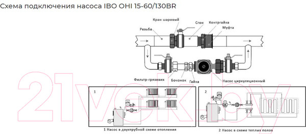 Изображение товара Циркуляционный насос IBO OНI 25-60/130 для ГВС BR 230V (бронзовый)